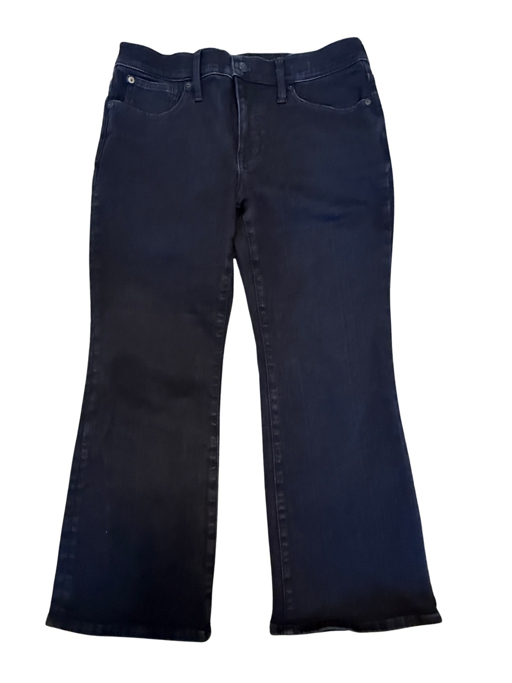 Madewell Mid-Rise Kick Out Crop Jeans Women's Size 31P Black Flare Leg